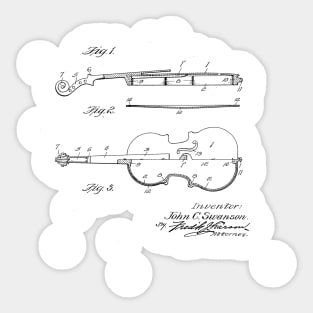 Violin Vintage Patent Hand Drawing Sticker